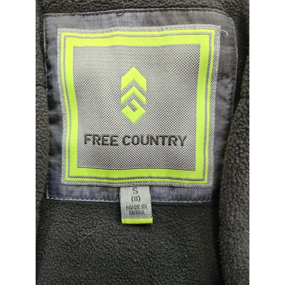 Free Country Hooded Full Zip Fleece Lined Camo Jacket Black/Gray/Blue Kids S